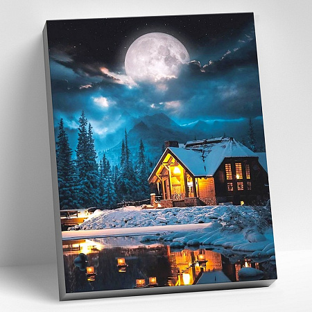 Картина по номерам на холсте Уютный зимний домик