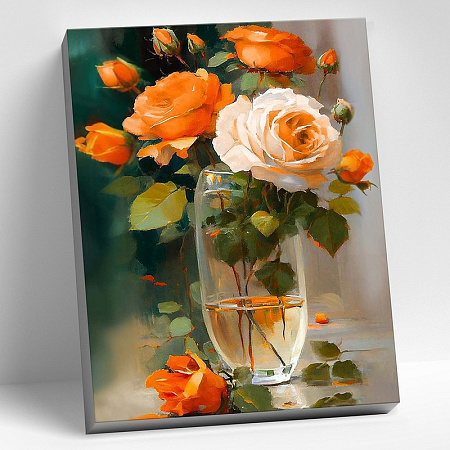 Картина по номерам на холсте Оранжевые розы