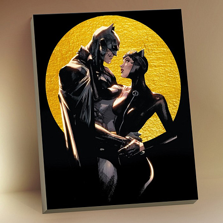 Картина по номерам на холсте Бэтмен и женщина кошка
