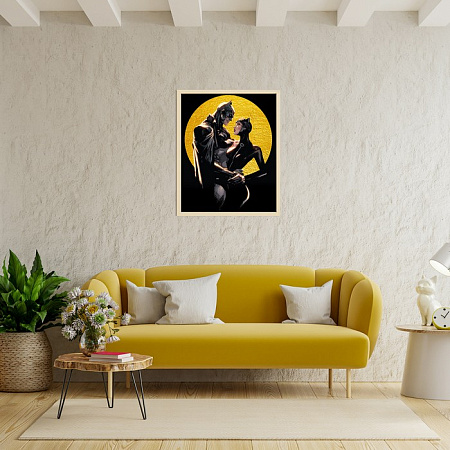 Картина по номерам на холсте Бэтмен и женщина кошка