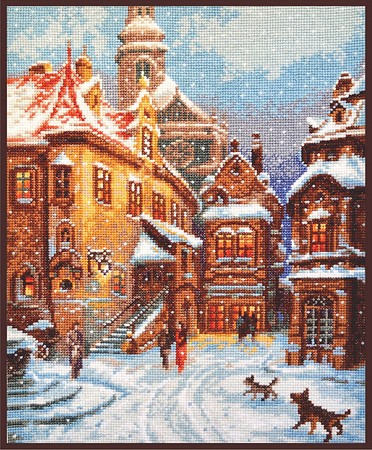 Вышивка крестом А снег идёт, по мотивам картины Георга Янни
