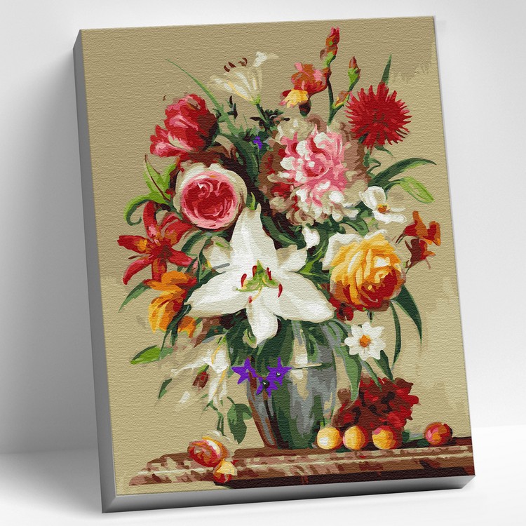 Картина по номерам Бузин. Цветы и фрукты KK0846 - раскраска Molly 40x50 см  - цена, фото, описание