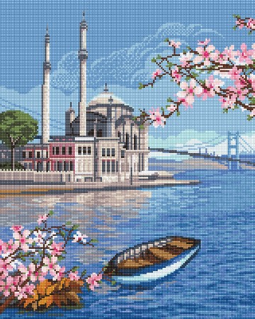 Алмазная вышивка Стамбул в цветах весны