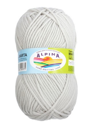 Пряжа ALPINA "MARTA" 5 шт. в упак. цвет св.св.серый