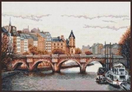 Вышивка крестом Мост через Сену