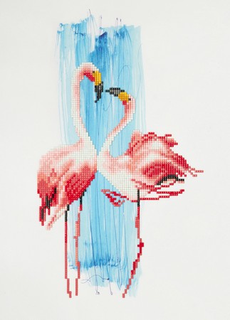 Алмазная вышивка Влюбленные фламинго