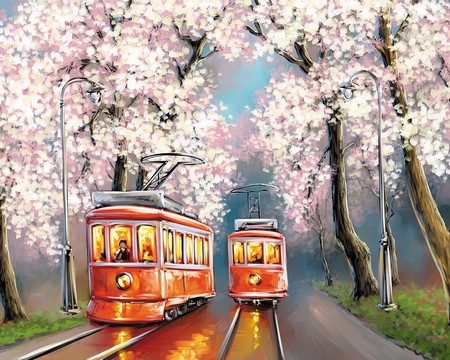 Картина по номерам Романтика весенних трамваев