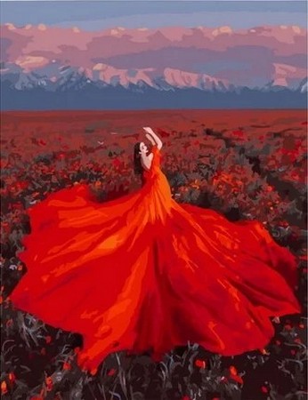 Картина по номерам Девушка в оранжевом платье