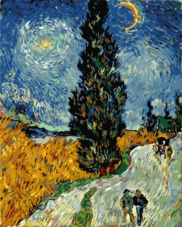 Картина по номерам Кипарисы на фоне звездного неба Винсента Ван Гога