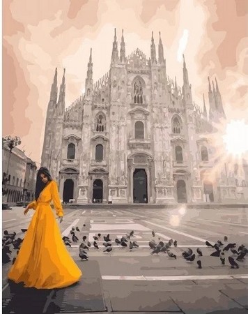 Девушка у собора в Милане