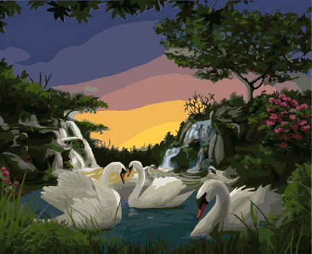 Картина по номерам Лебеди