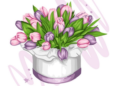 Картина по номерам на картоне Нежные тюльпаны
