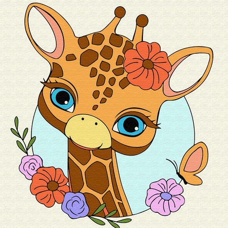 Жирафик с цветами