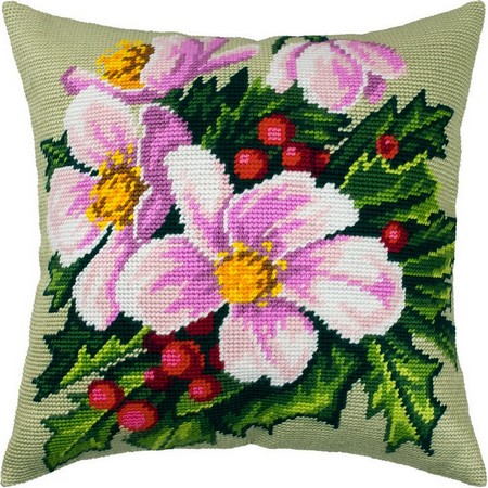 Набор для вышивания подушки Рождественские цветы
