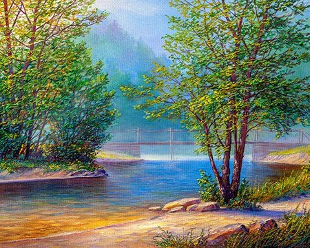Картина по номерам Река в лесу