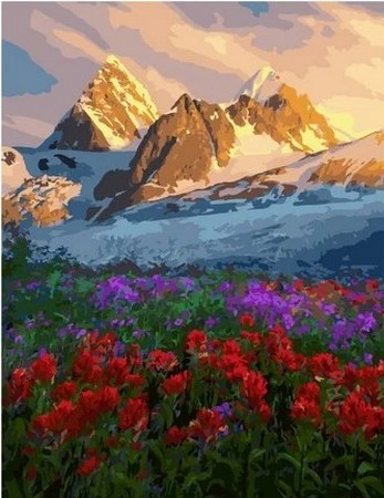 Картина по номерам на холсте Восход в горах