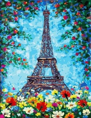 Картина по номерам Эйфелева башня в цвету