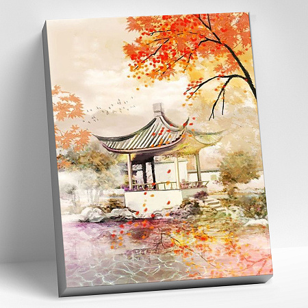 Картина по номерам на холсте Японский пейзаж пастель