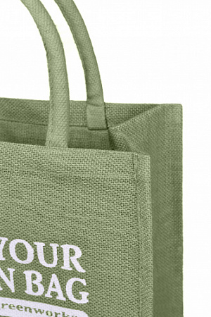 Джутовая сумка маленькая светло-зеленая I Am Your Green Bag