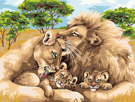 Картина по номерам Семья львов