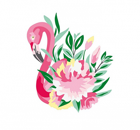 Раскраска на футболке Фламинго в цветах