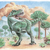 Тираннозавр рекс Скетч для раскраш. цветными карандашами
