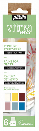 Набор красок Vitrea 160 Открытие по стеклу под обжиг 6 цв. 20 мл глянцевые