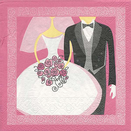Салфетки бумажные 20 шт цвет свадьба