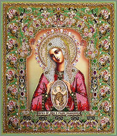 Вышивка бисером Богородица Помощница в родах (Храмовая икона)