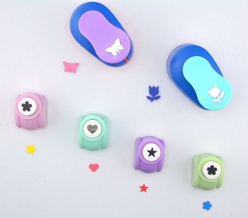 Набор фигурных дыроколов Ассорти, 6 штук+ фигурные ножницы, в кейсе