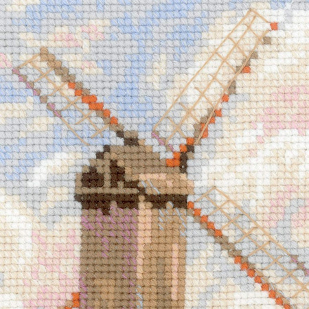 Вышивка крестом "Ветряная мельница" по мотивам картины К. Писсаро