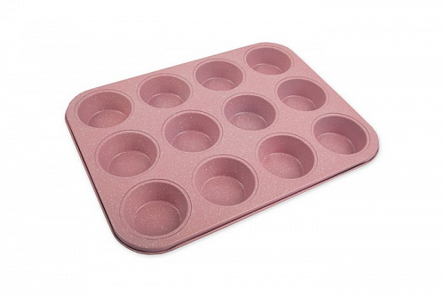 Форма металлическая для кексов, маффинов, капкейков 35 х 26.5 смцв. розовый