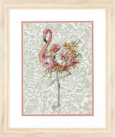 Вышивка крестом Цветочный фламинго