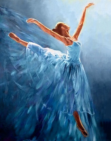 Алмазная вышивка Балерина в голубом