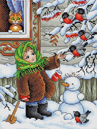 Вышивка крестом Зимняя прогулка