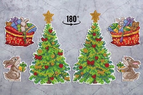 Ёлочка с подарками. Комплект из 3 сюжетов + подставка