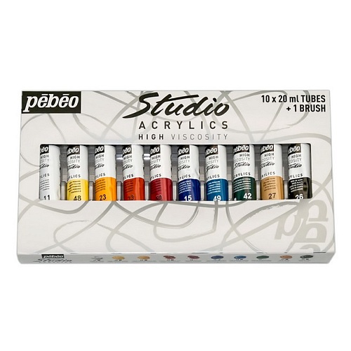 Набор акриловых красок Studio Acrylics с кистью 10 цв. х 20 мл
