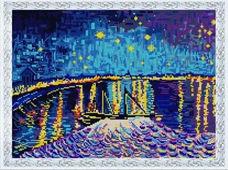 схема для вышивания бисером Звездная ночь над Роной (Ван Гог)