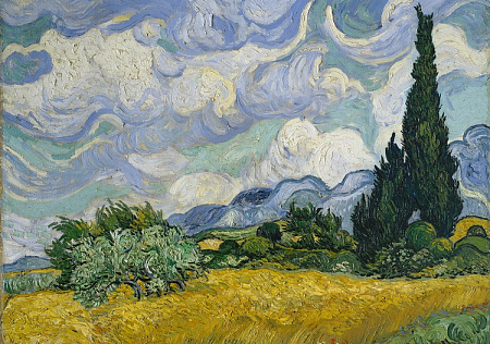 Пазл Пшеничное поле с кипарисами, Винсент ван Гог