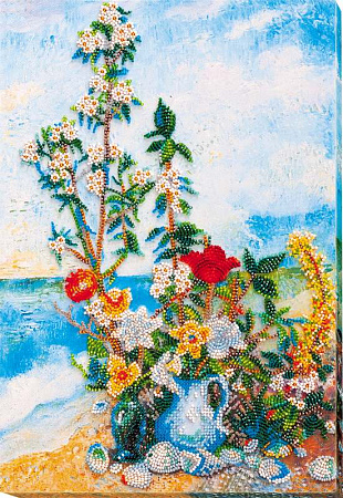 Вышивка бисером Цветы на берегу