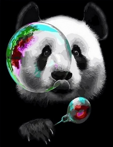 Панда с мыльными пузырями