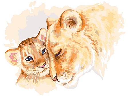 Картина по номерам Львёнок и львица