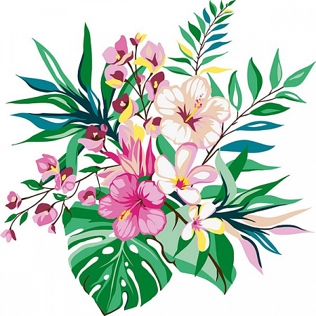Картина по номерам Раскраска на декоративной наволочке Тропический микс