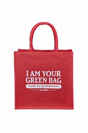 Джутовая сумка маленькая ярко-красная I Am Your Green Bag