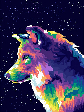 Картина по номерам на холсте Космический волк
