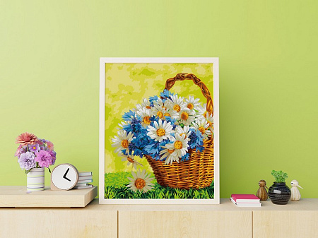 Картина по номерам Корзина с полевыми цветами