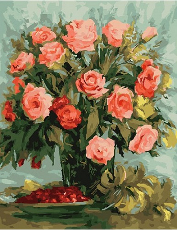 Картина по номерам Букет коралловых роз