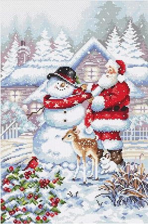 Вышивка крестом Снеговик и Санта