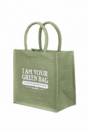 Джутовая сумка маленькая светло-зеленая I Am Your Green Bag