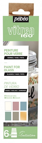 Набор красок Vitrea 160 Открытие по стеклу под обжиг 6 цв. 20 мл пастельные